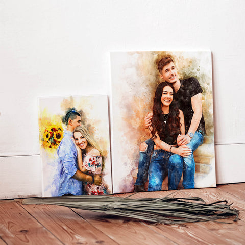 personalised watercolour picture canvas