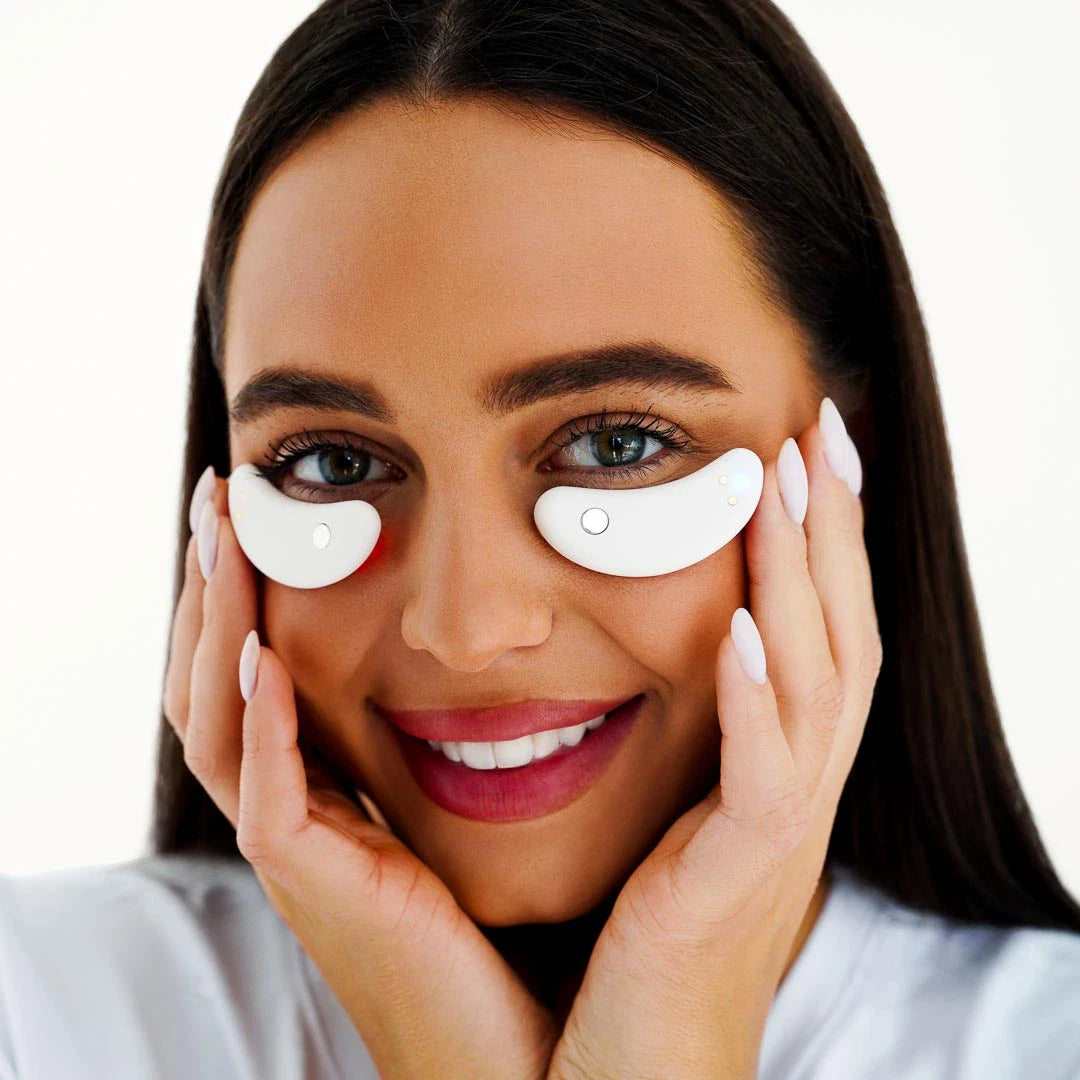 Under eye patches. Eye patches for dark circles. Gleamy Eye Pods™️. Red light under eye patches. Gleamy eye patches. Eye patches red light therapy. Eye patches under eye. Eye patches therapy.