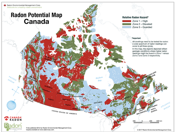 radon map of Canada