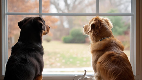 two dogs watching the world go by
