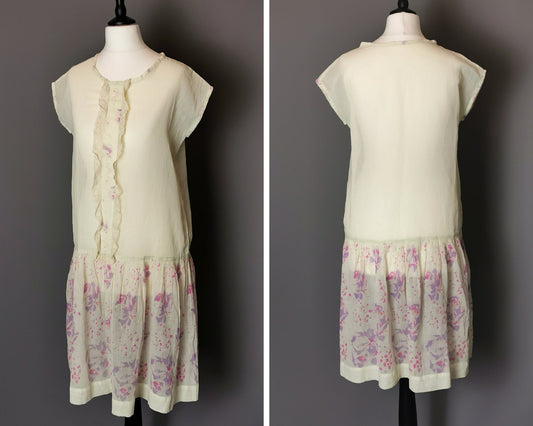 Vintage Louis Feraud cotton skirt suit, pussy bow blouse, floral - Ruby Lane