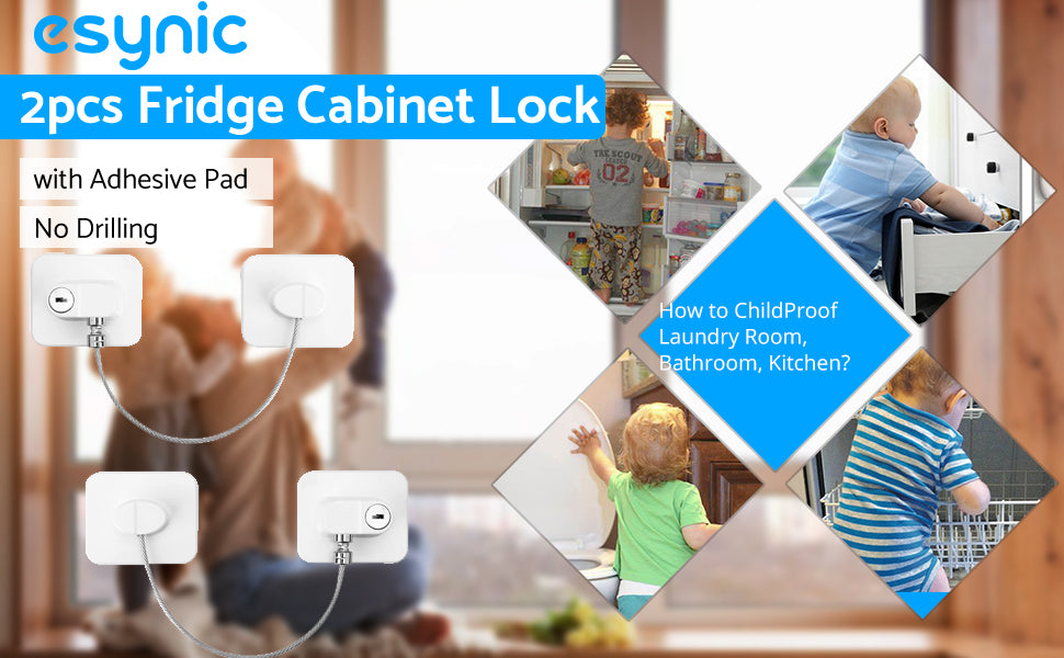 eSynic 2pcs Refrigerator Lock Fridge Lock Freezer Locks -White