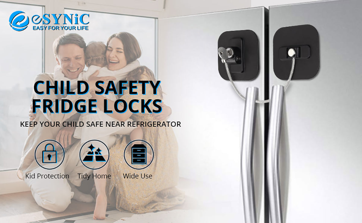 eSynic 2Pcs Fridge Lock Refrigerator Lock -Black