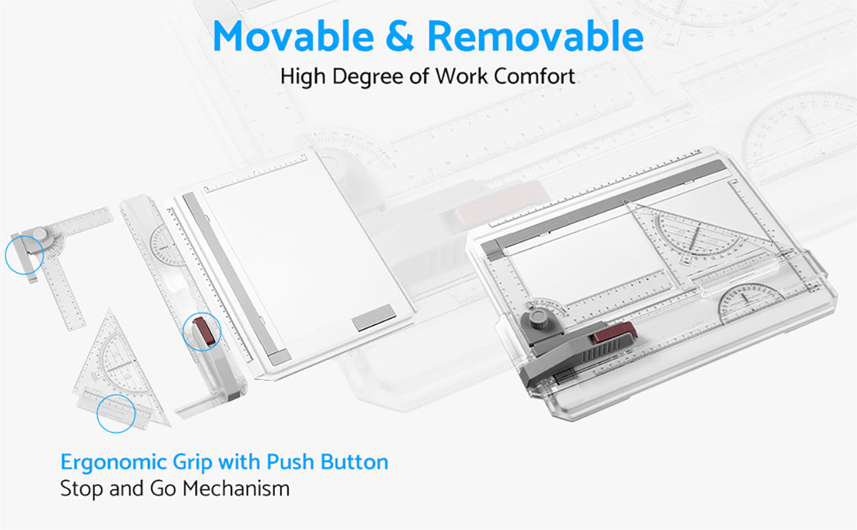 eSynic A4 Multifunction Drafting Table Adjustable Measuring System