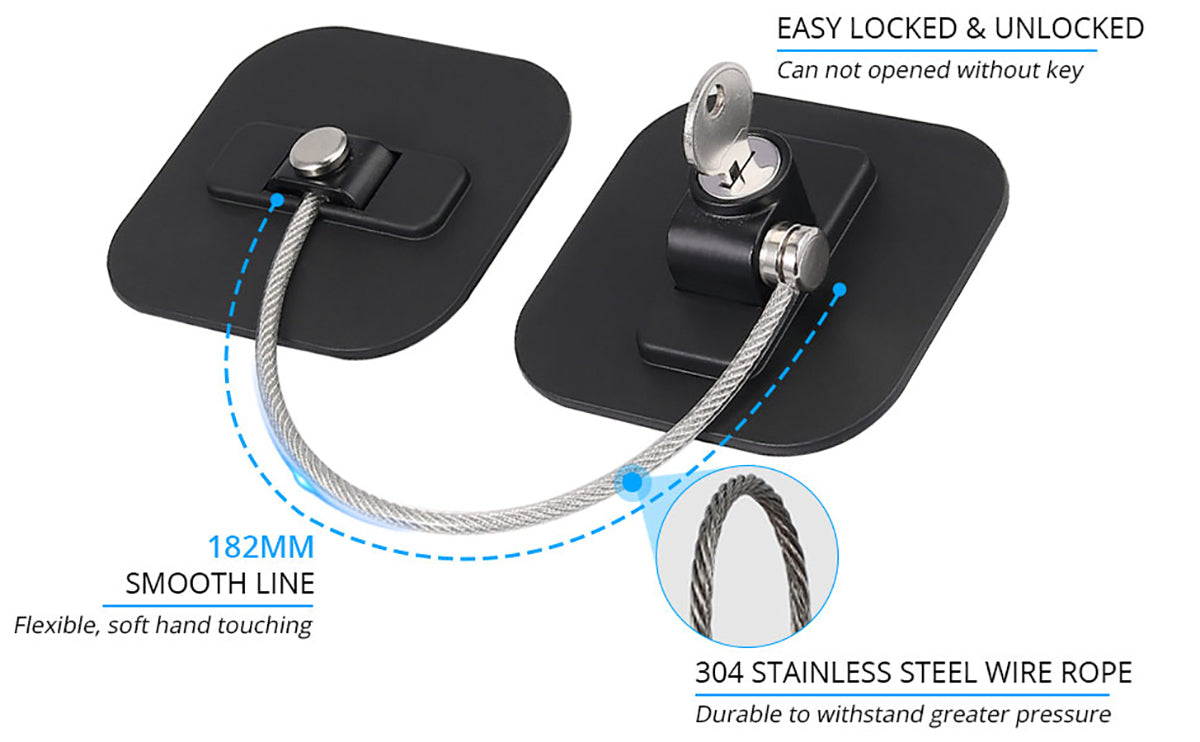 eSynic 2Pcs Fridge Lock Refrigerator Lock -Black