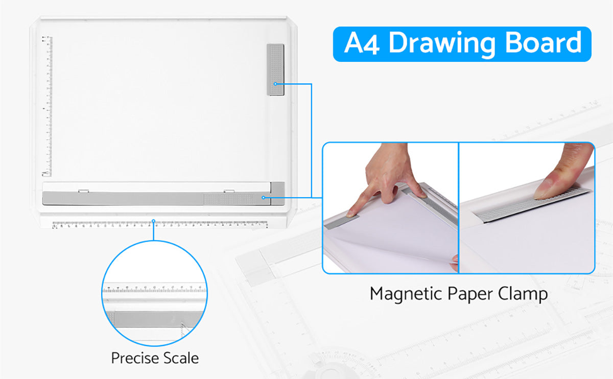 eSynic A4 Multifunction Drafting Table Adjustable Measuring System