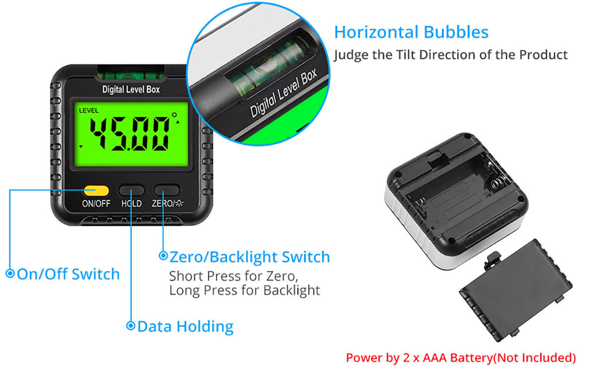 eSynic Professional Backlight Digital Level Angle Gauge