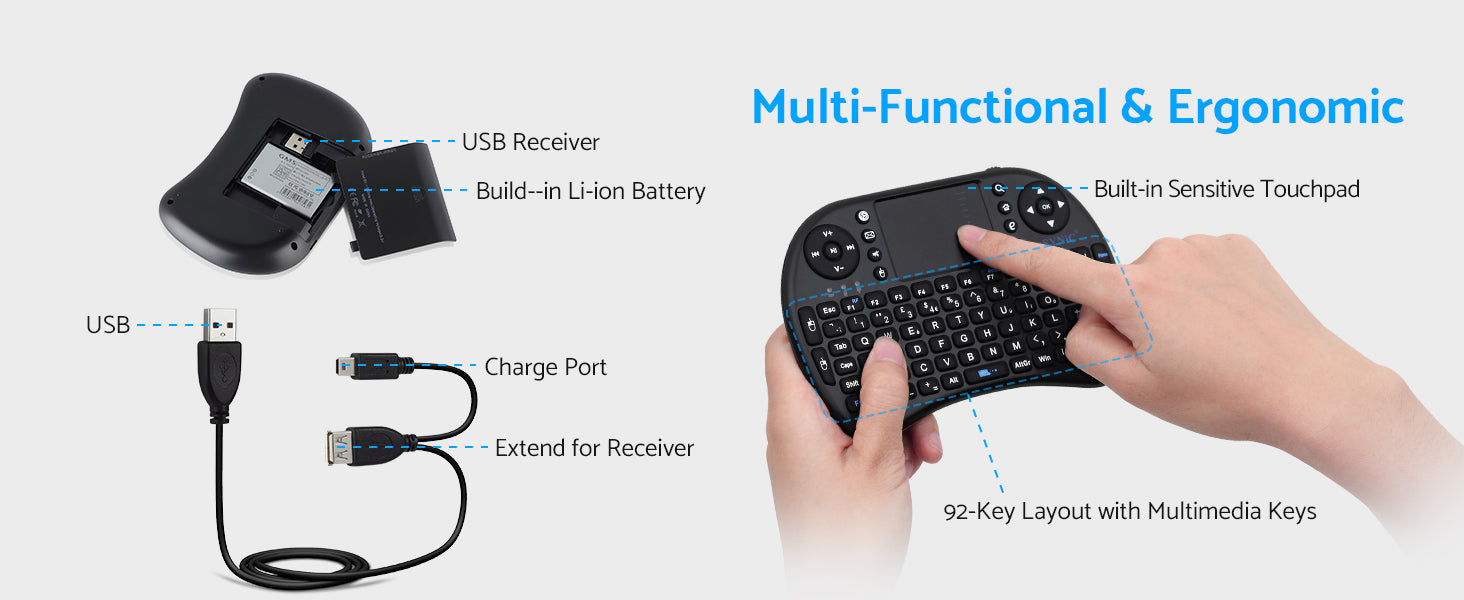 eSynic Mini Wireless Keyboard 2.4G XBMC Keyboard