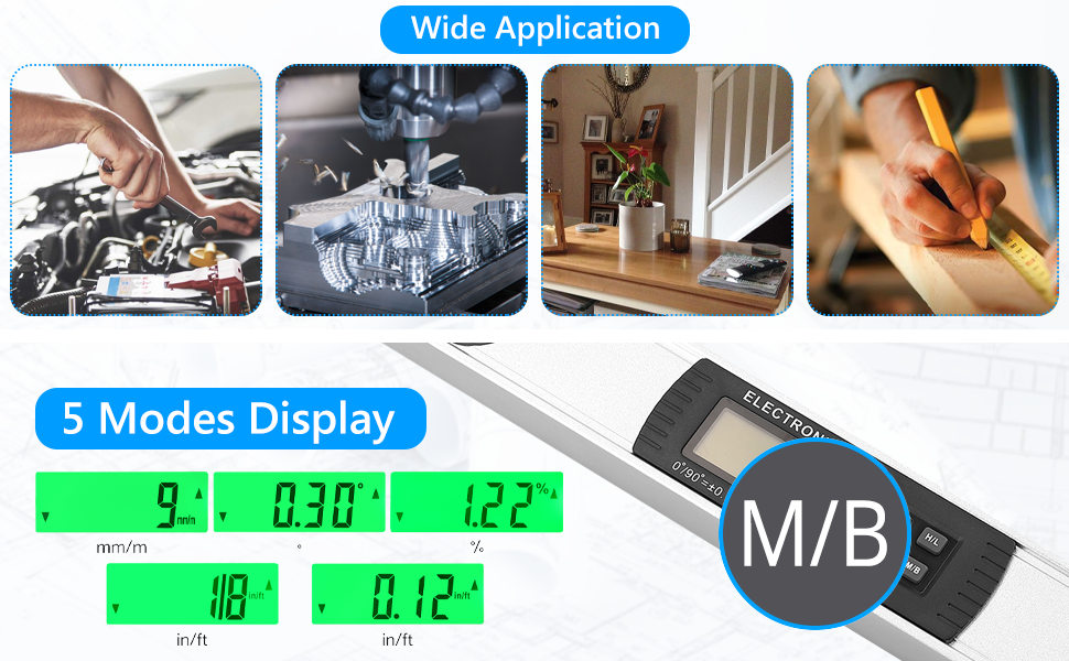 eSynic Digital Level, 16" Magnetic Angle Finder, IP54 Waterproof Protractor