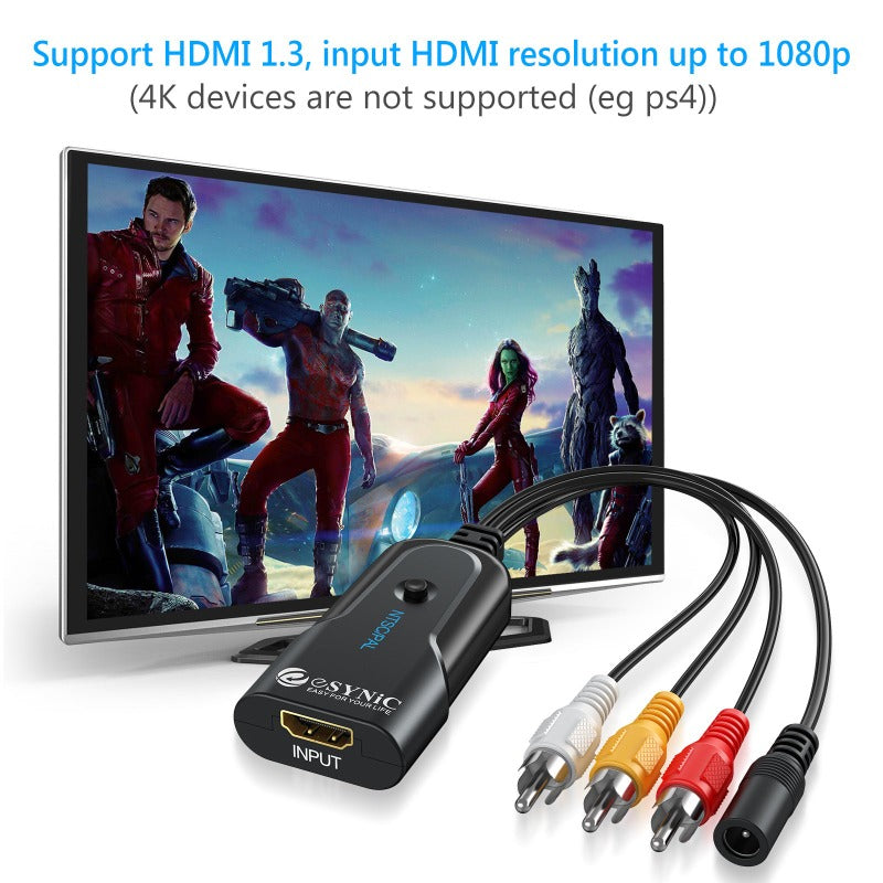 eSynic 1080P HDMI to RCA Audio Video Converter