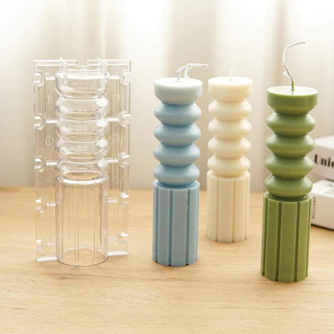 Geometric Stripe Cylindrical Candle Mold Plastic Candle molds