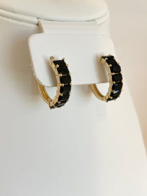 Black crystals hoops earrings - RENATO’S SHOP LLC