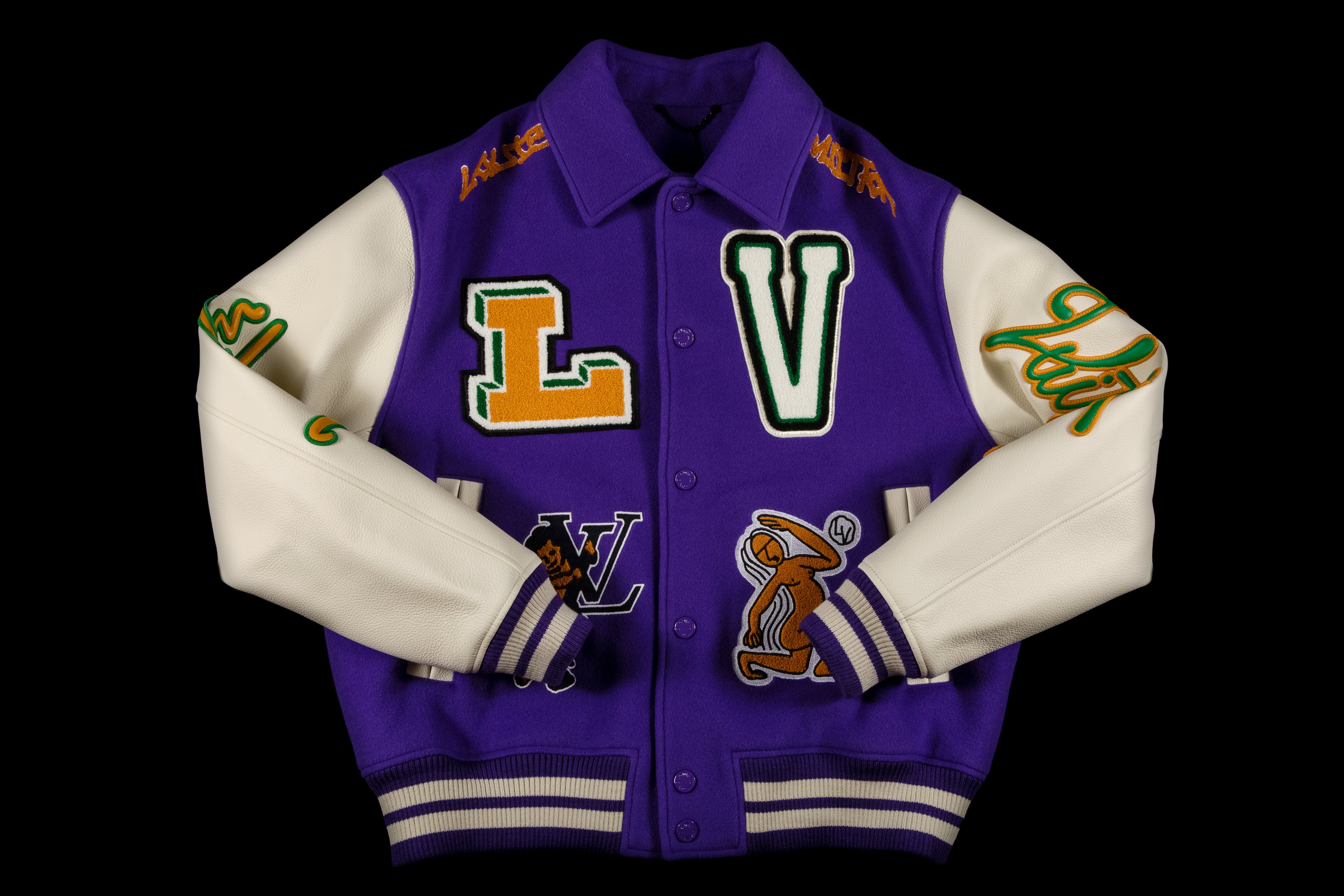 LOUIS VUITTON - Varsity Multipatches Mix Leather Jacket White