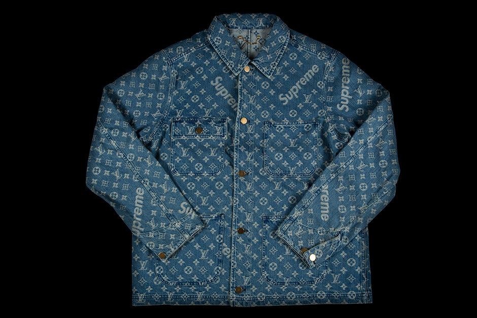 LOUIS VUITTON X SUPREME JACQUARD DENIM CHORE COAT