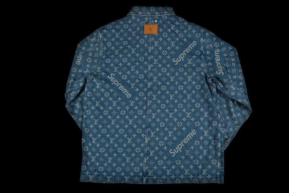 LOUIS VUITTON X SUPREME JACQUARD DENIM CHORE COAT