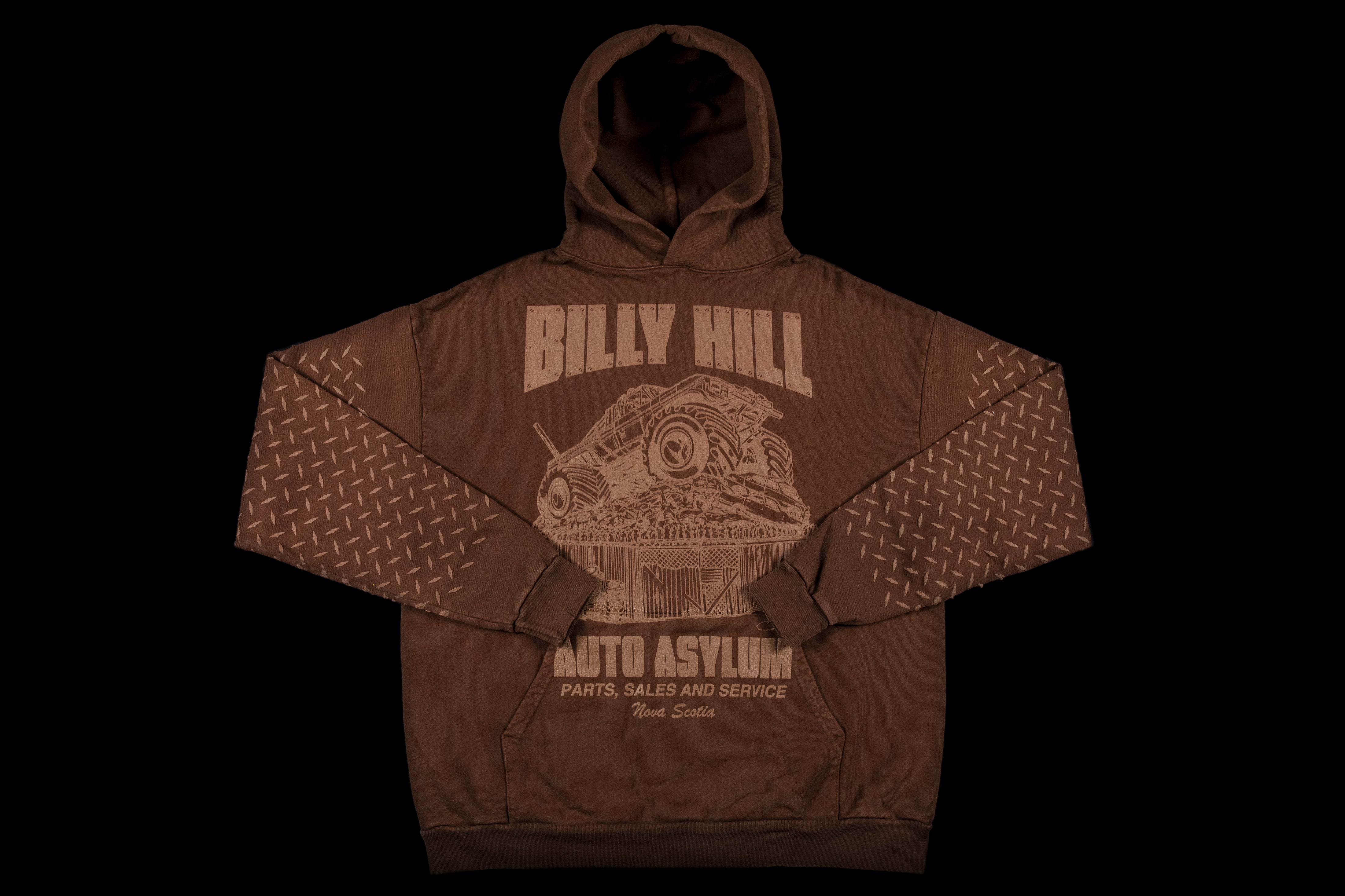 BILLY HILL AUTO ASYLUM BROWN DIAMOND-PLATE HOODIE