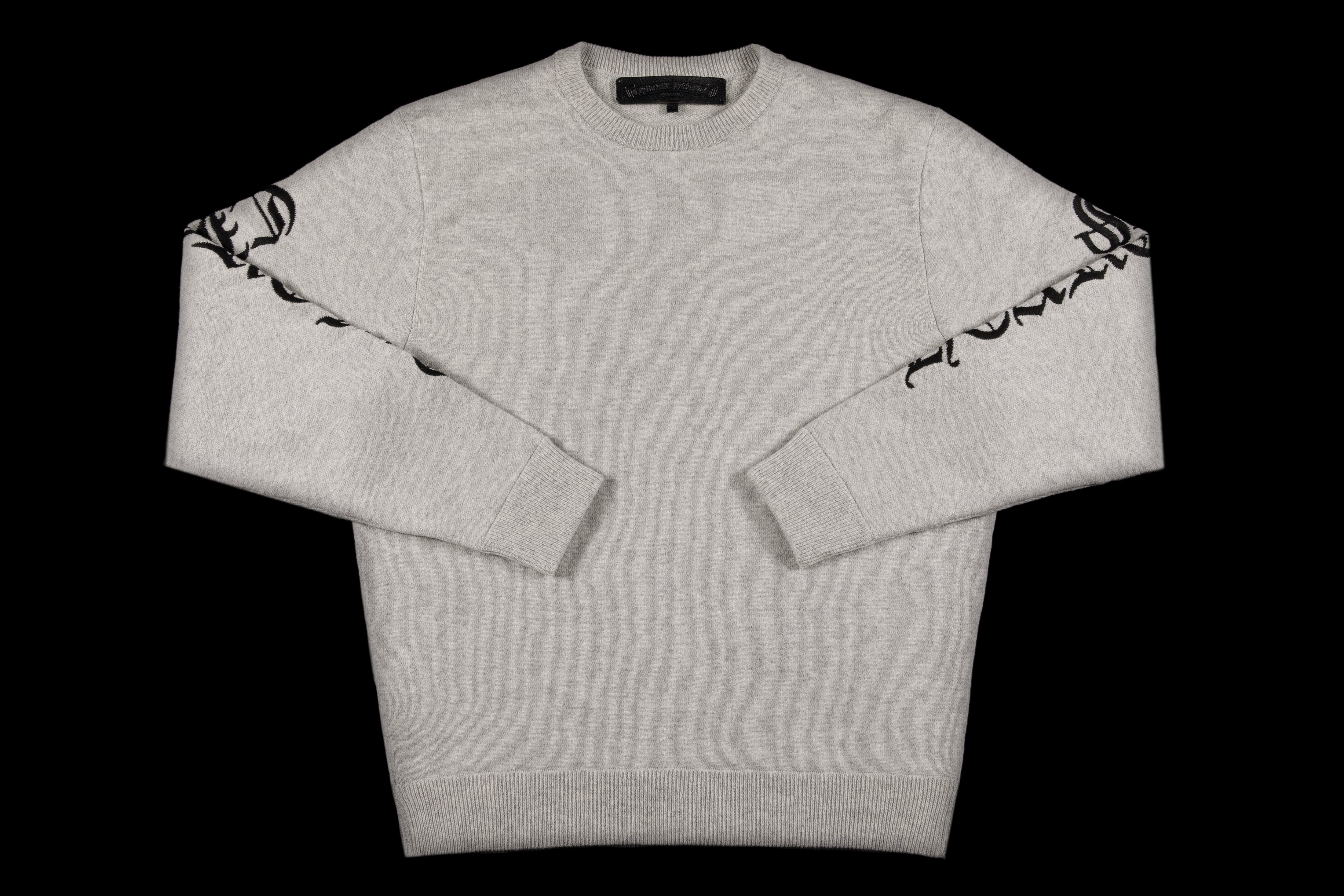 CHROME HEARTS LIFE SENTENCE EMBROIDERED CASHMERE CREWNECK SWEATER