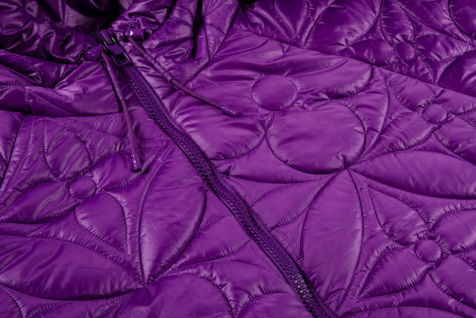 Louis Vuitton Monogram Lvse Flower Quilted Hoodie Jacket, Purple, 48