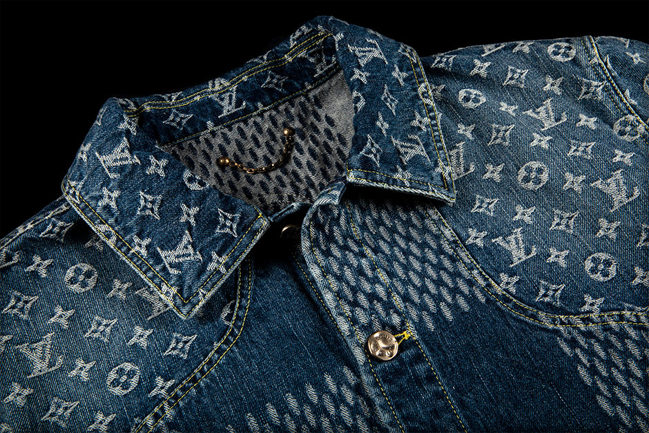 LOUIS VUITTON X NIGO GIANT DAMIER WAVES MONOGRAM DENIM JACKET