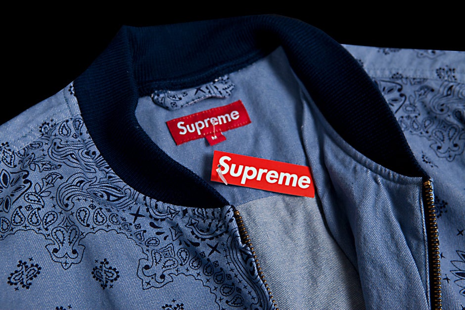 SUPREME DENIM CAMPUS JACKET | PAISLEY | S/S 2013 | SS13J16-LTB