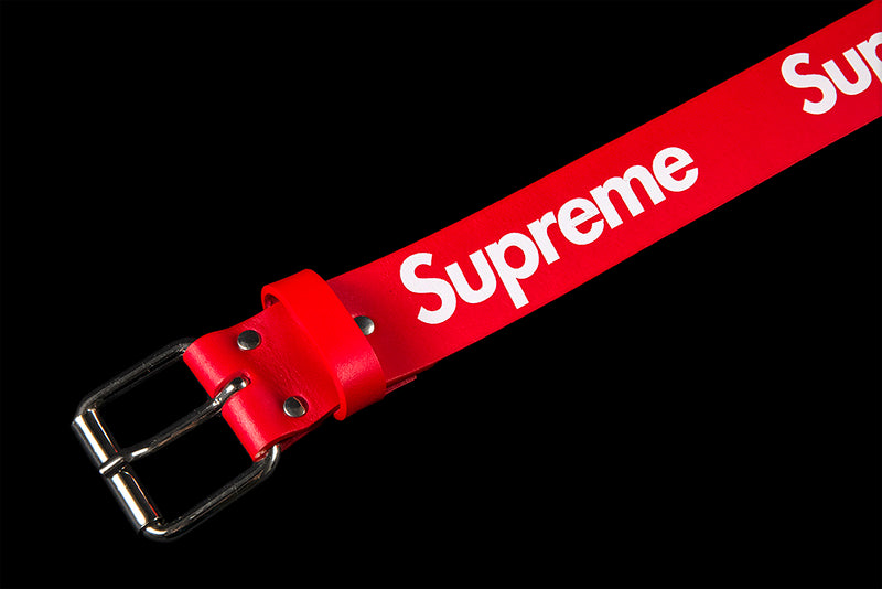 Supreme Repeat Leather Belt Black