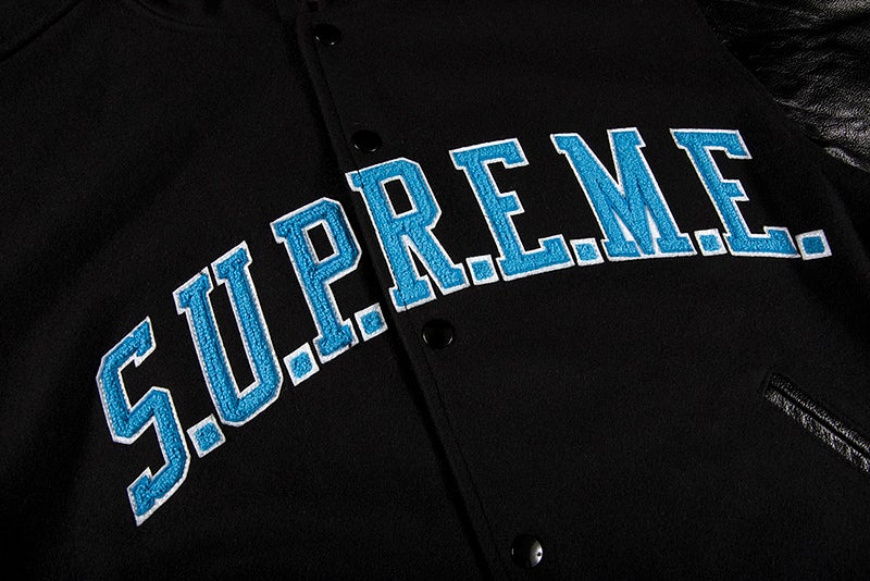 SUPREME KING HOODED VARSITY JACKET