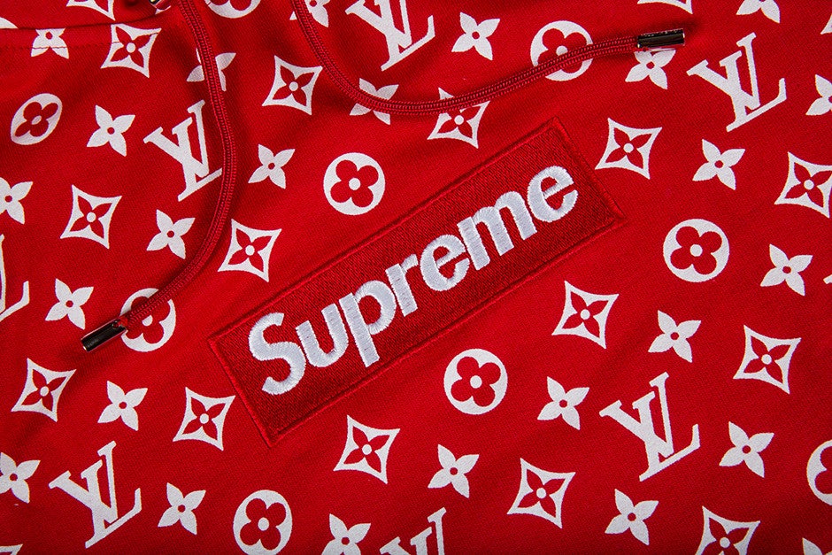 Louis Vuitton Supreme Box Logo Monogram Red White Hoodie Sweatshirt Rare  Invest