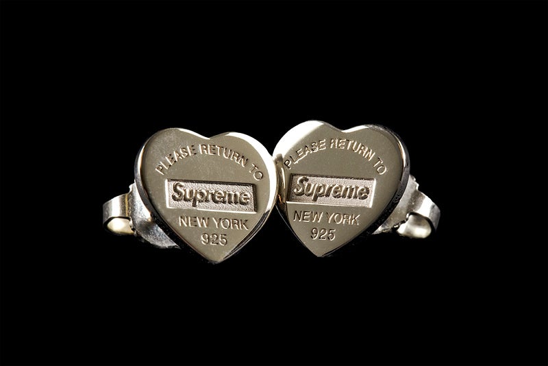 SUPREME X TIFFANY & CO HEART STUD EARRINGS