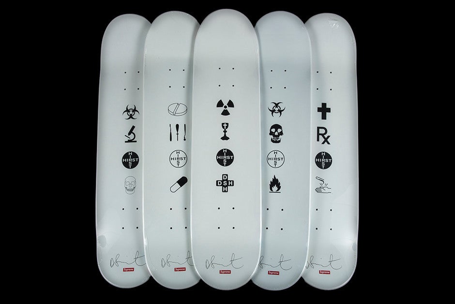 SUPREME X DAMIEN HIRST SKATEBOARD DECK SET OF 5