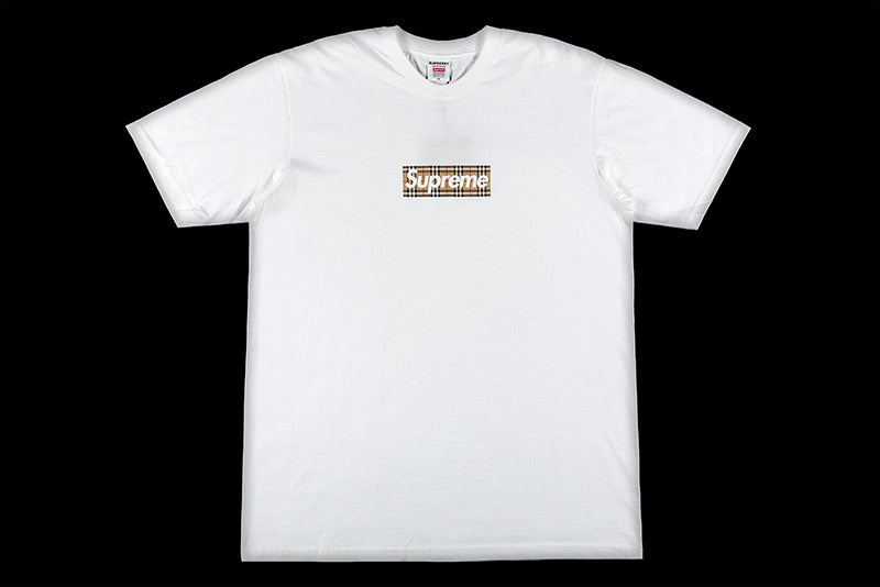 Supreme Burberry Box Logo Tee White – Hidden Sole