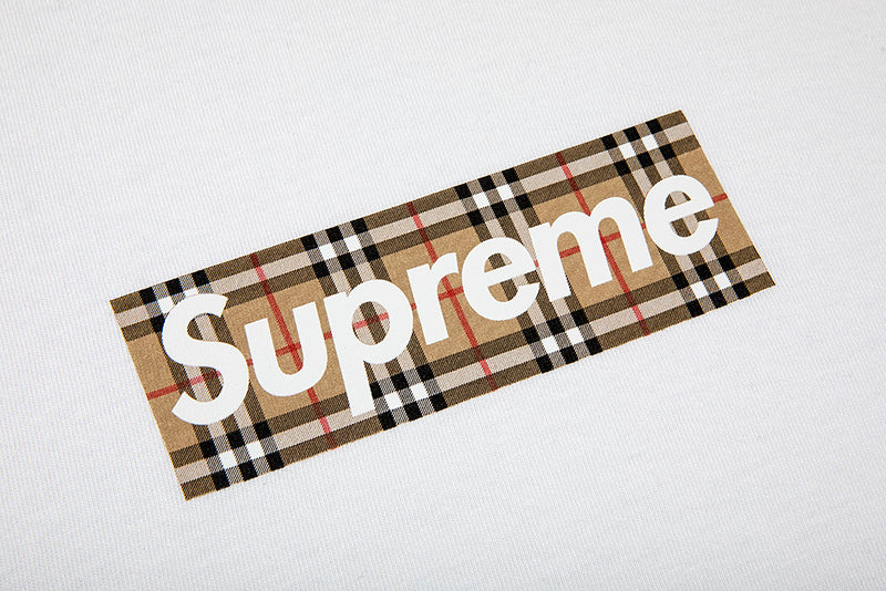 Supreme Burberry Box Logo Tee White – Hidden Sole