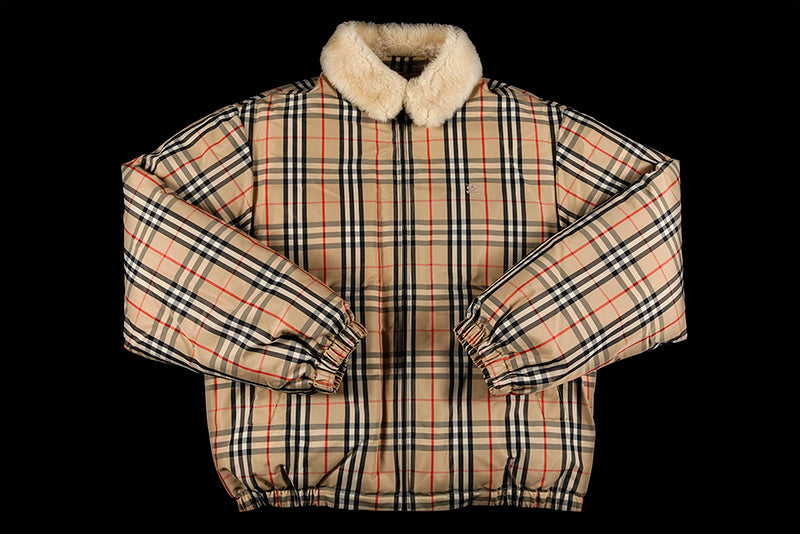 SUPREME BURBERRY SHEARLING COLLAR DOWN PUFFER JACKET