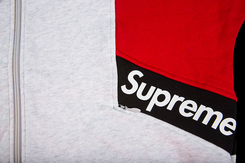 SUPREME COLOR BLOCKED ZIP UP HOODED SWEATSHIRT