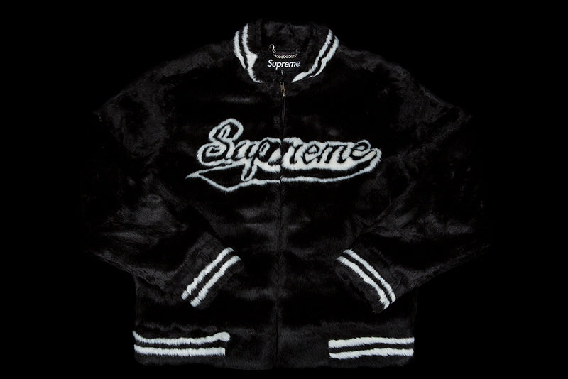 SUPREME FAUX FUR VARSITY JACKET