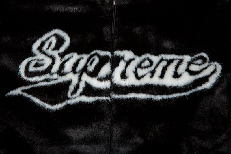 SUPREME JACKET | FAUX FUR VARSITY JACKET | SS20 | BLACK | SS20J59