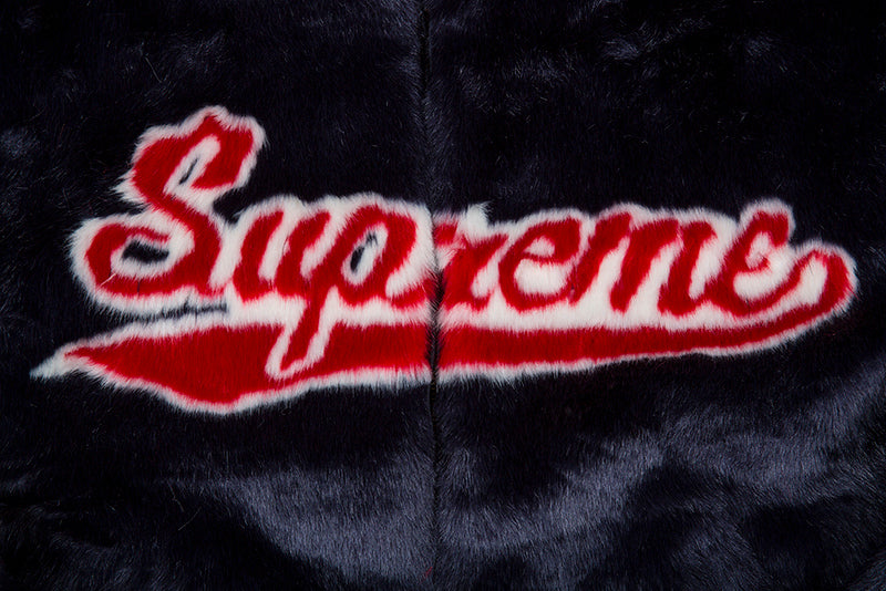 SUPREME JACKET | FAUX FUR VARSITY JACKET | SS20 | NAVY | SS20J59