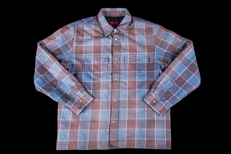 SUPREME QUILTED FADED PALID SHIRT