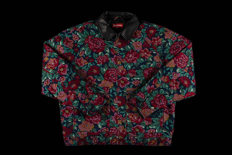 SUPREME LEATHER COLLAR WORK JACKET | FW20 | DIGI FLORAL | FW20J74