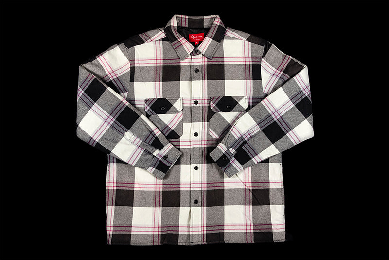 supreme quilted flannel shirt XL white-