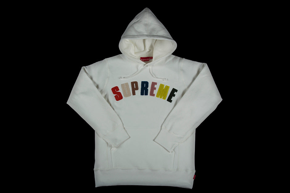 SUPREME CHENILLE ARC LOGO HOODED SWEATSHIRT - PROJECT BLITZ