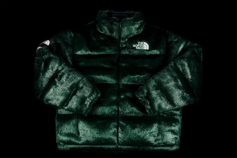 Supreme x The North Face Faux Fur Nuptse Jacket 'Green' | Men's Size XL