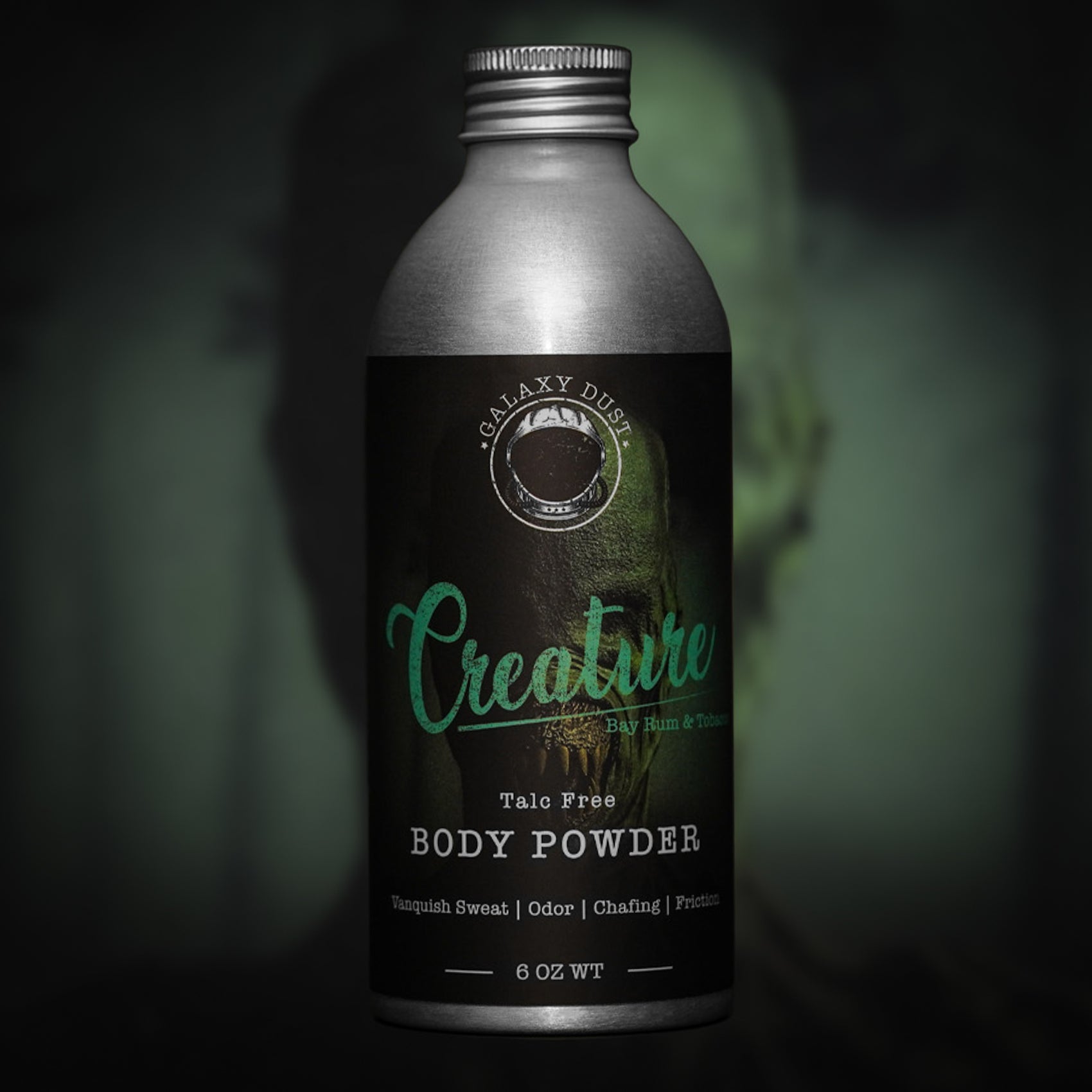A bottle of Creature body powder for men