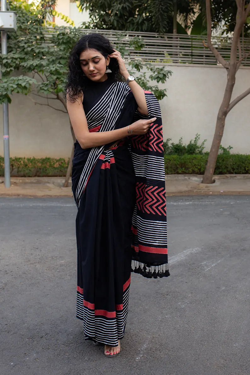 Take me back to Benaras - Indigo Dabu Hand Block Printed Mulmul Cotton