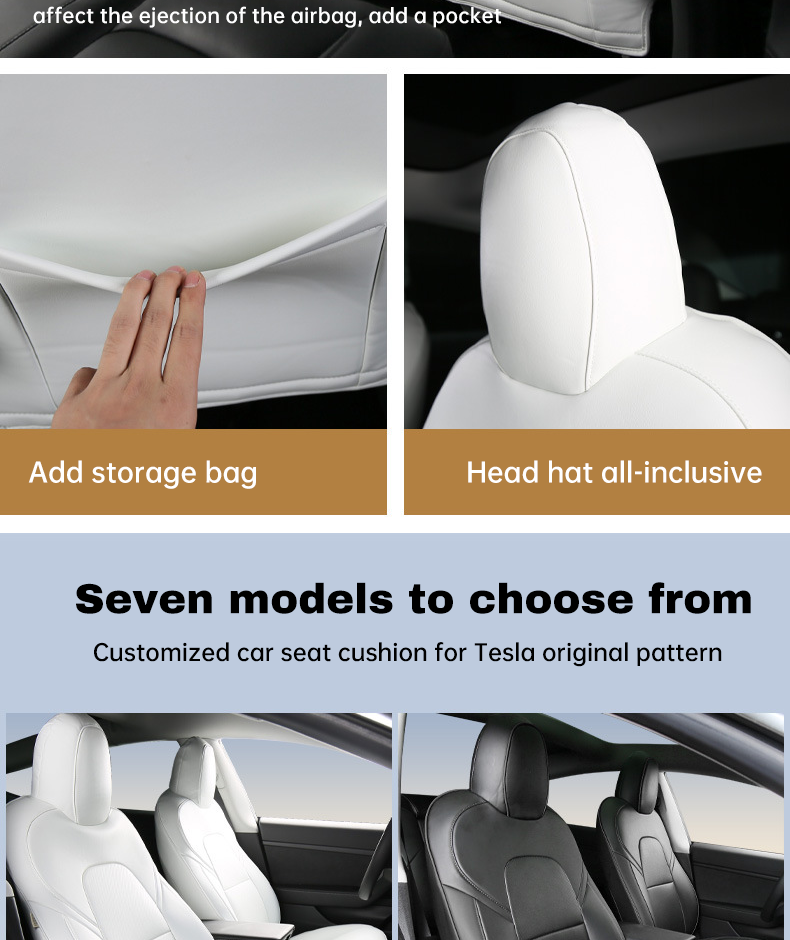  TOYOUN Lot de 2 housses de siège avant de voiture sur mesure  pour Tesla Model 3/Model Y – Housses de siège de voiture entièrement  enveloppées en tissu farbic blanc noir