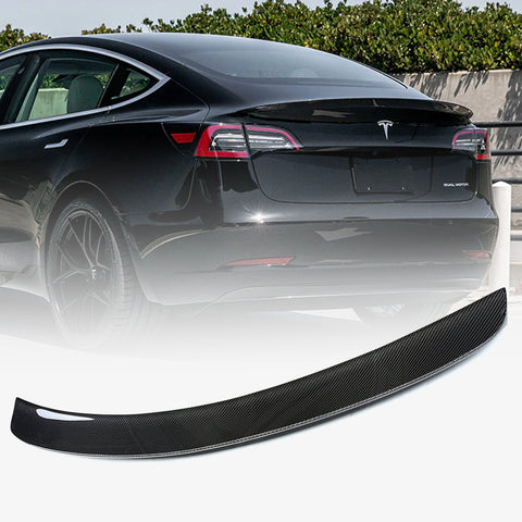 Aileron de coffre de style YG en fibre de carbone véritable pour Tesla Model 3 2017-2022-Tesery