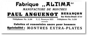 Montres ALTIMA, Ets Paul ANGUENOT  Besançon, 1933