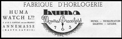 la remontrerie - Coupon publicitaire ancien sur Huma, fabrique d'horlogerie à Annemasse