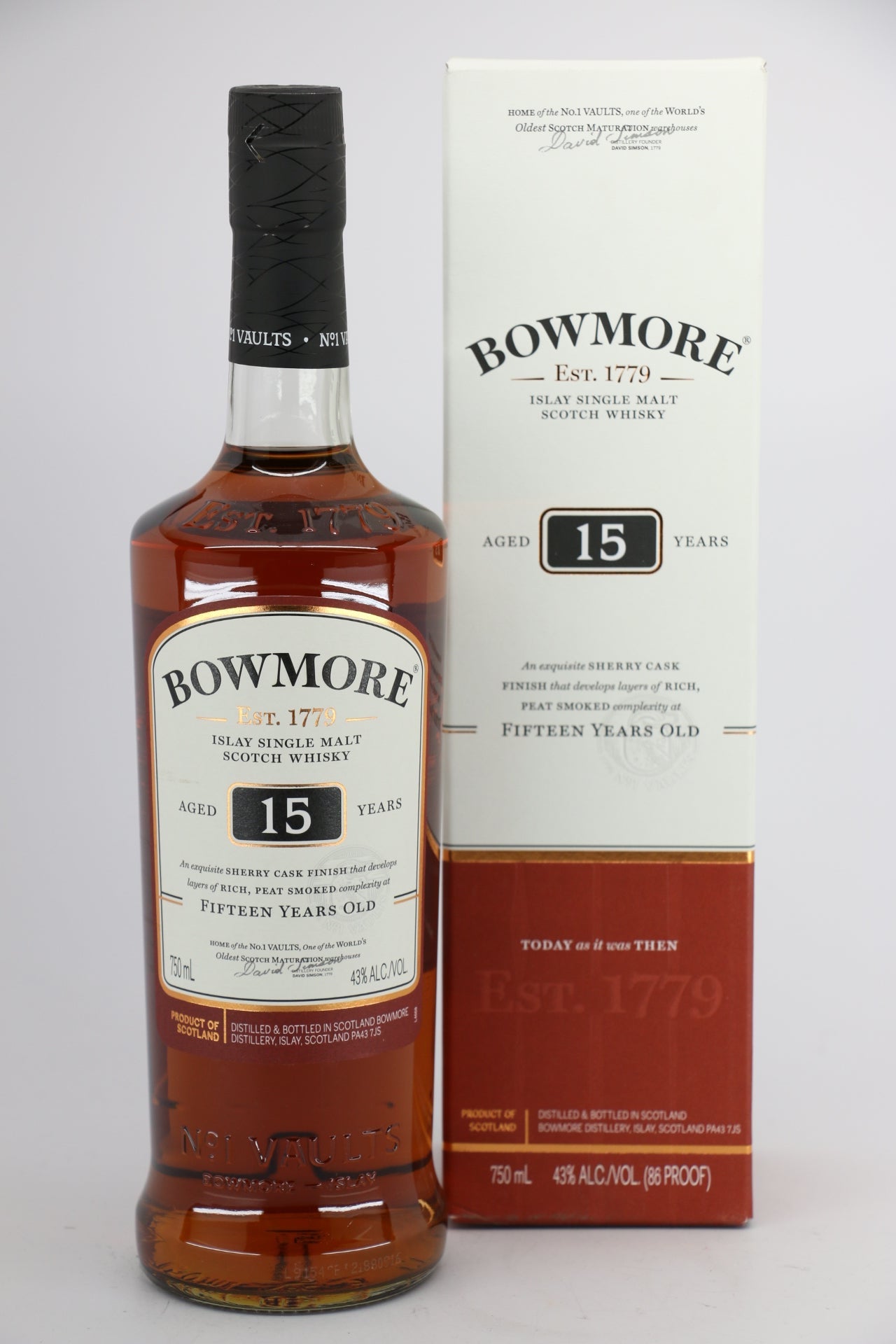 Bowmore 15 Year Old Single Malt Scotch Whiskey, Islay 750mL