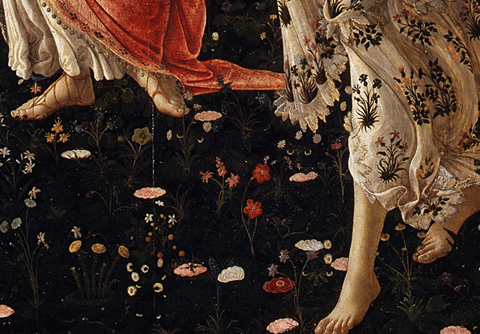 Detail of flowers in Botticelli's 'Primavera'