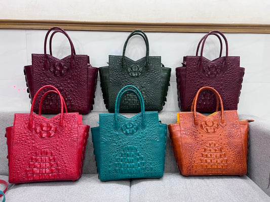 Authentic Croc Leather Belly Skin Women Handbag Bag Cross body Himalayan  w/Strap